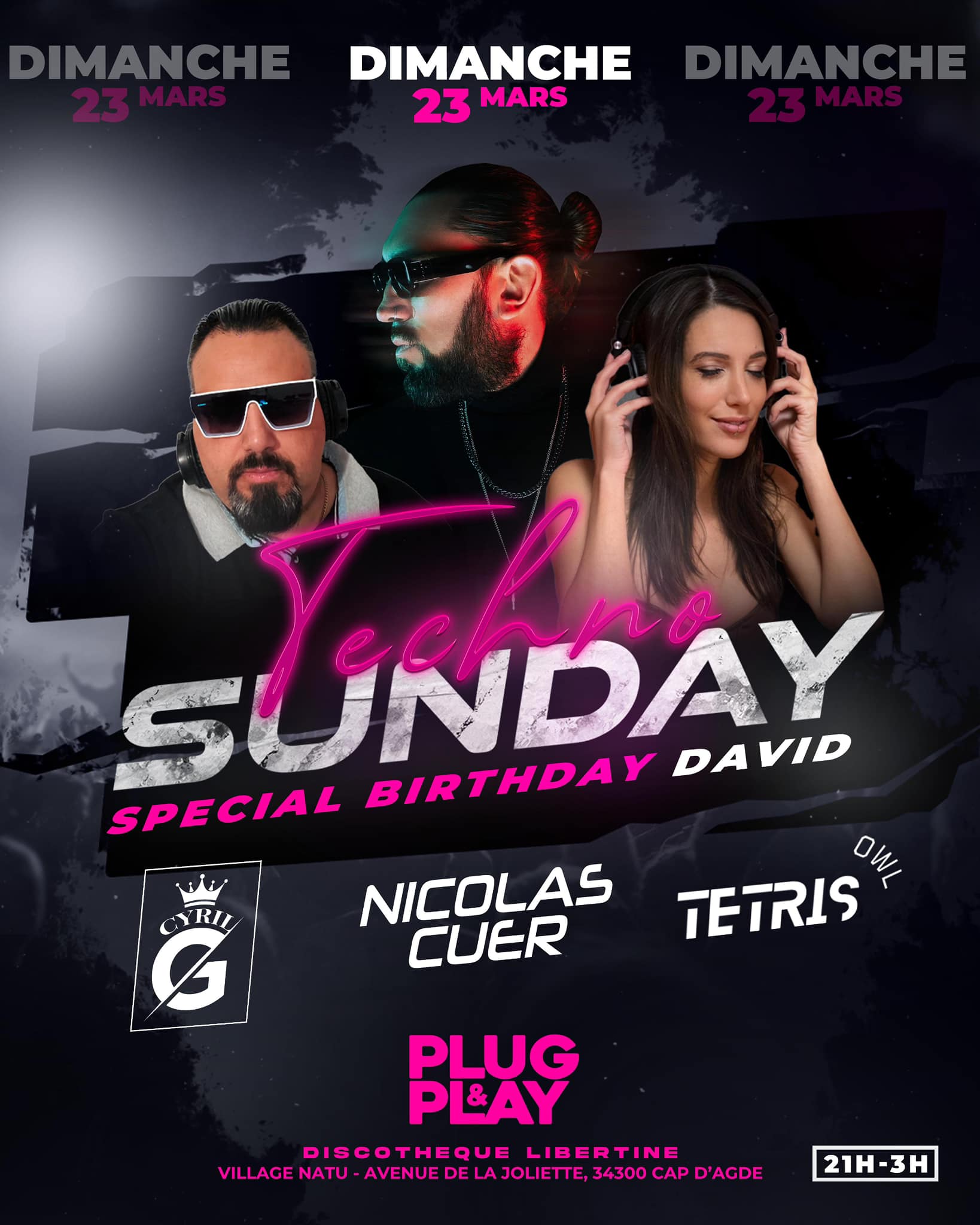 Visuel de l'événement Techno Sunday au Cap d'Agde