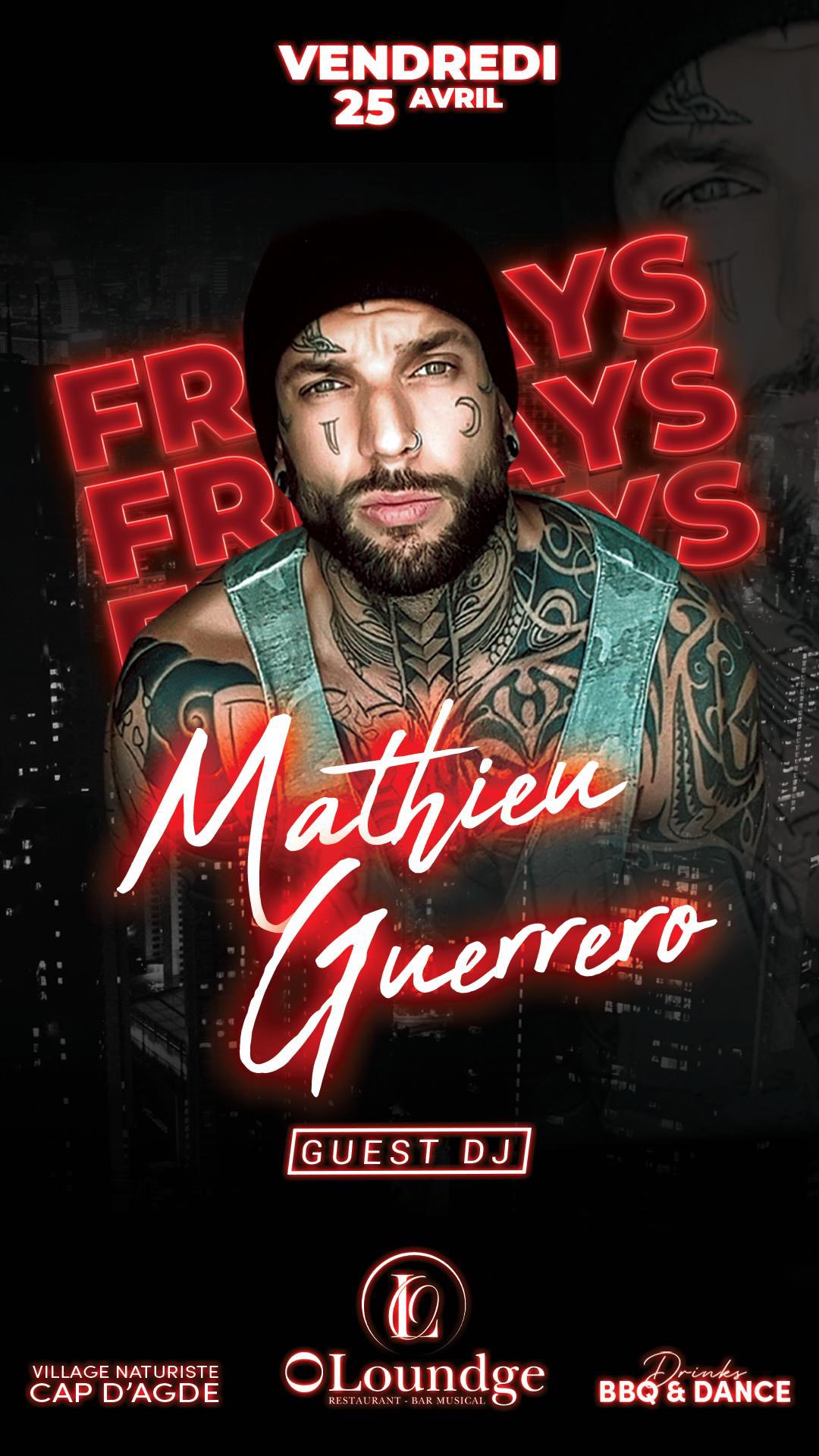 Visuel de l'événement Mathieu Guerrero Guste DJ au Cap d'Agde