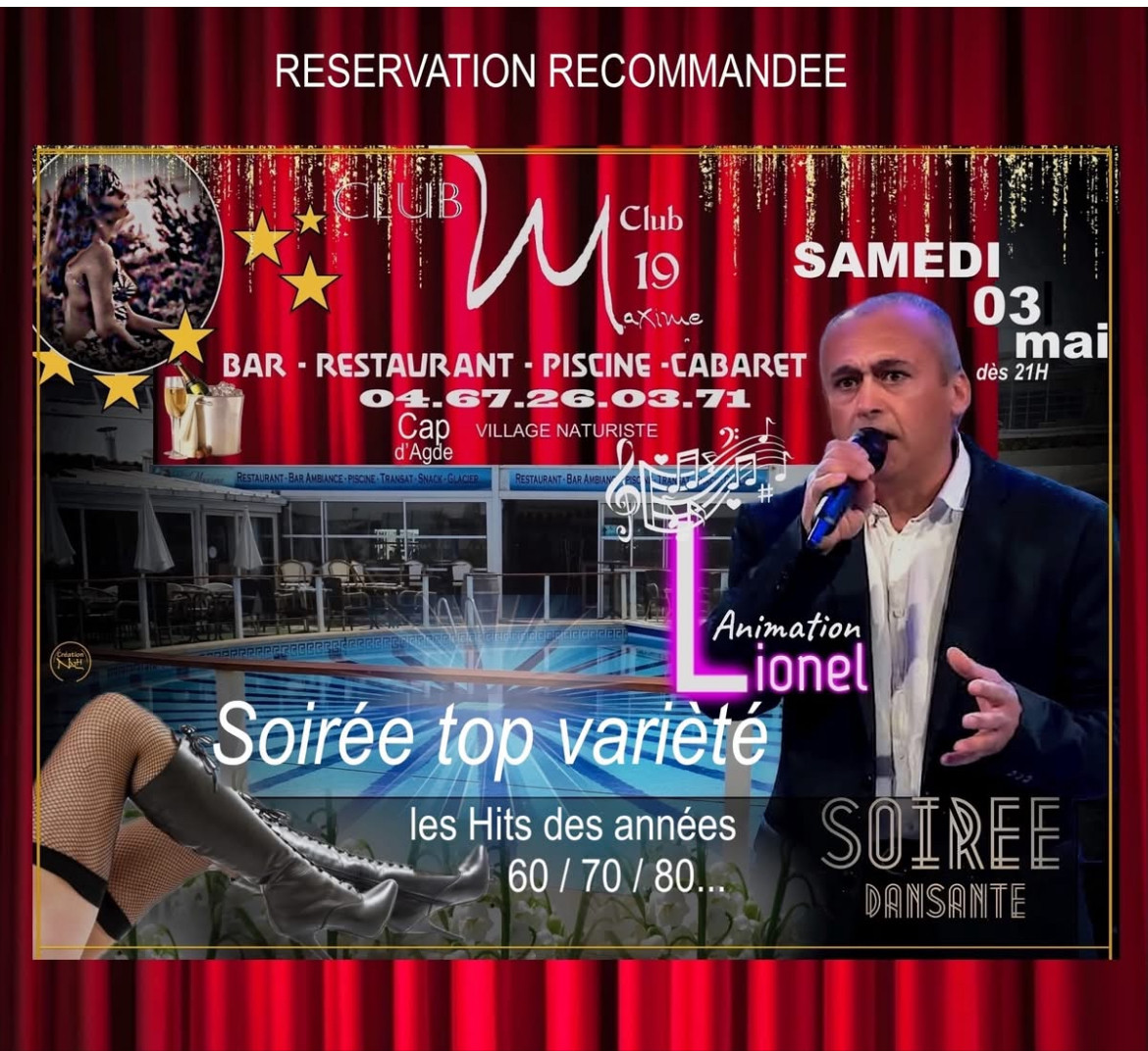 Visuel de l'événement Soirée Top Varièté au Cap d'Agde