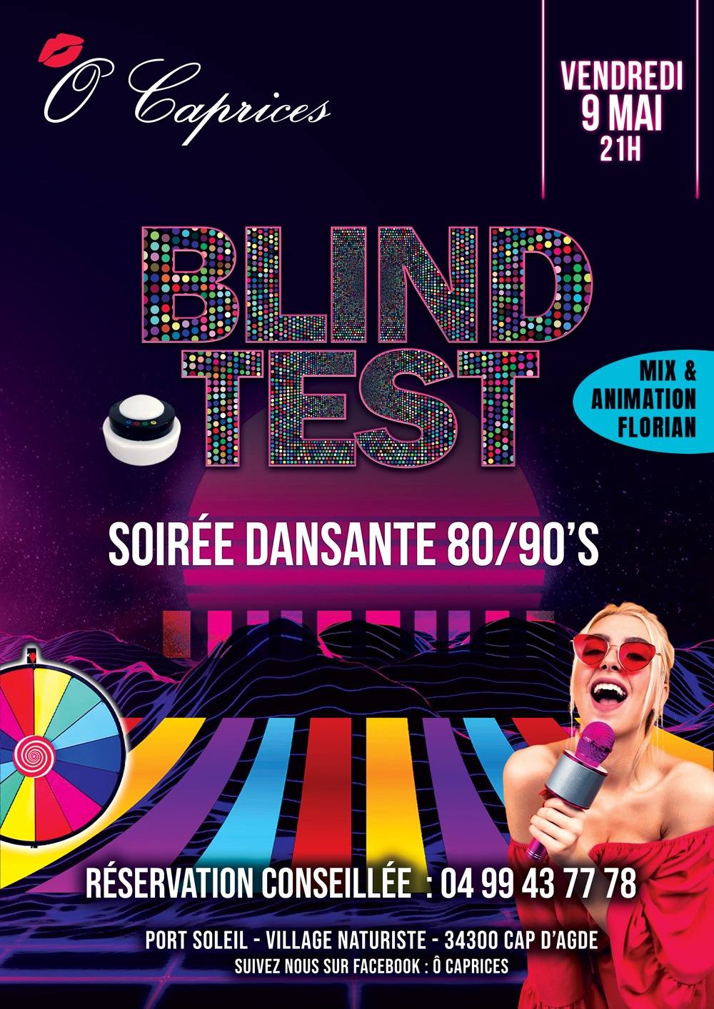 Visuel de l'événement Soirée Blind Test et Dansante au Cap d'Agde