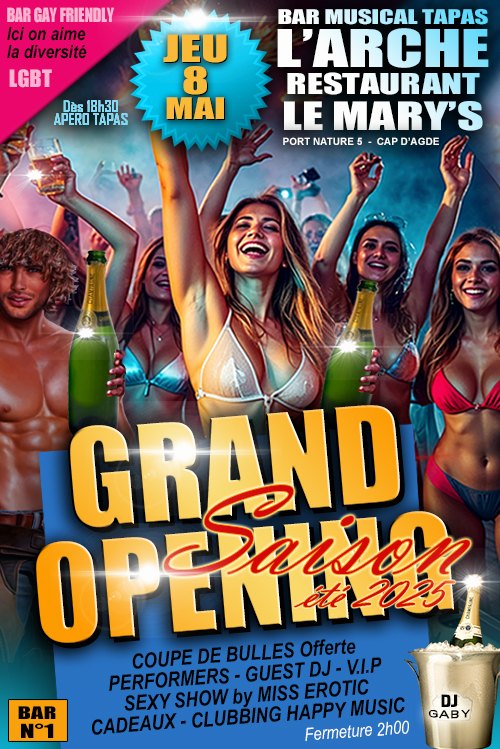 Visuel de l'événement GRAND OPENING SAISON 2025 au Cap d'Agde