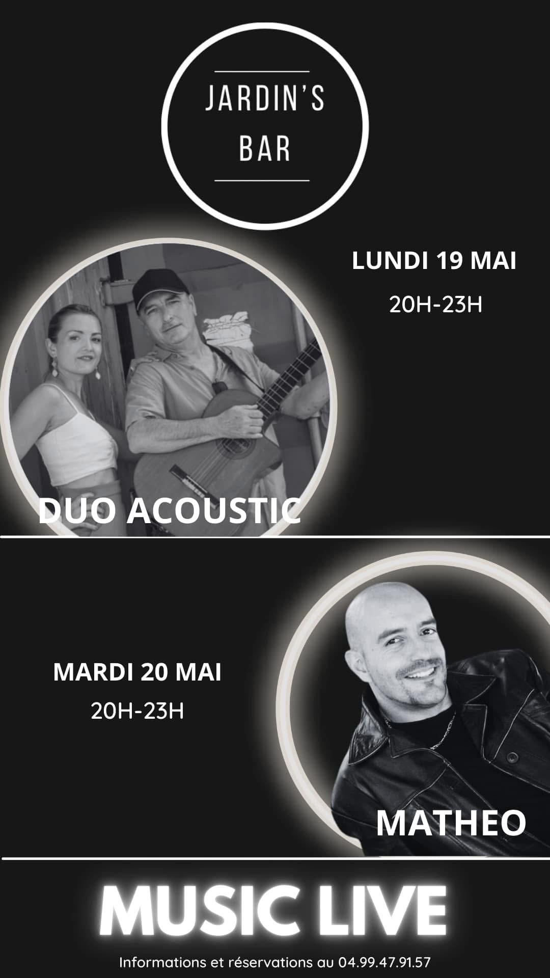 Visuel de l'événement Soirées musicales au Jardin’s Bar au Cap d'Agde