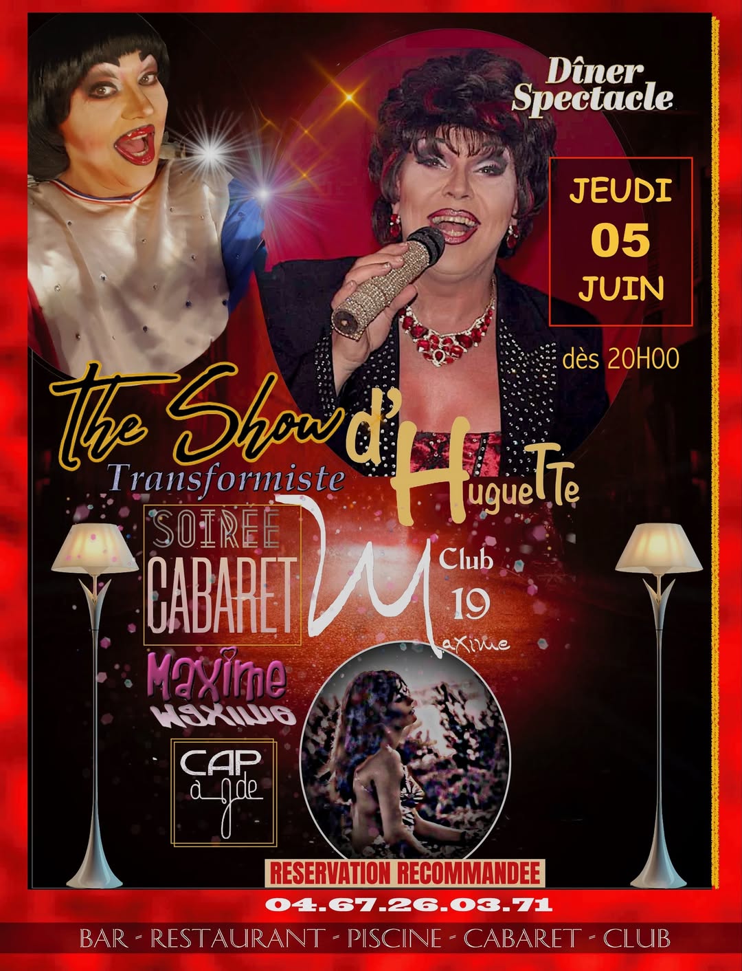Visuel de l'événement Soirée Cabaret Transformiste au Cap d'Agde