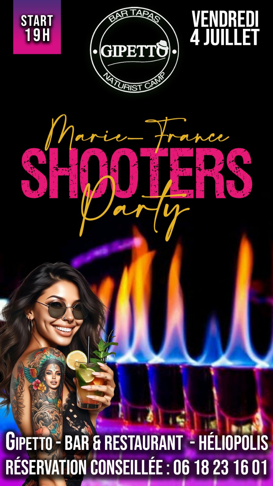 Visuel de l'événement Marie France Shooters Party au Cap d'Agde