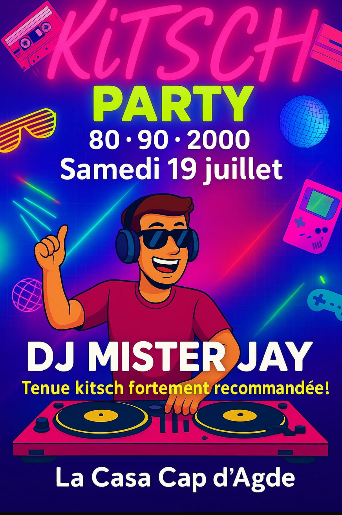 Visuel de l'événement Soirée Kitsch Party au Cap d'Agde