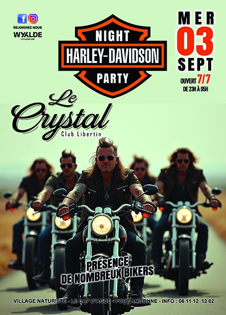 Visuel de l'événement Soirée Night Harley Davidson au Cap d'Agde