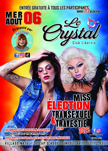 Visuel de l'événement Élection Miss Transsexuel & Travesti 2025 au Cap d'Agde