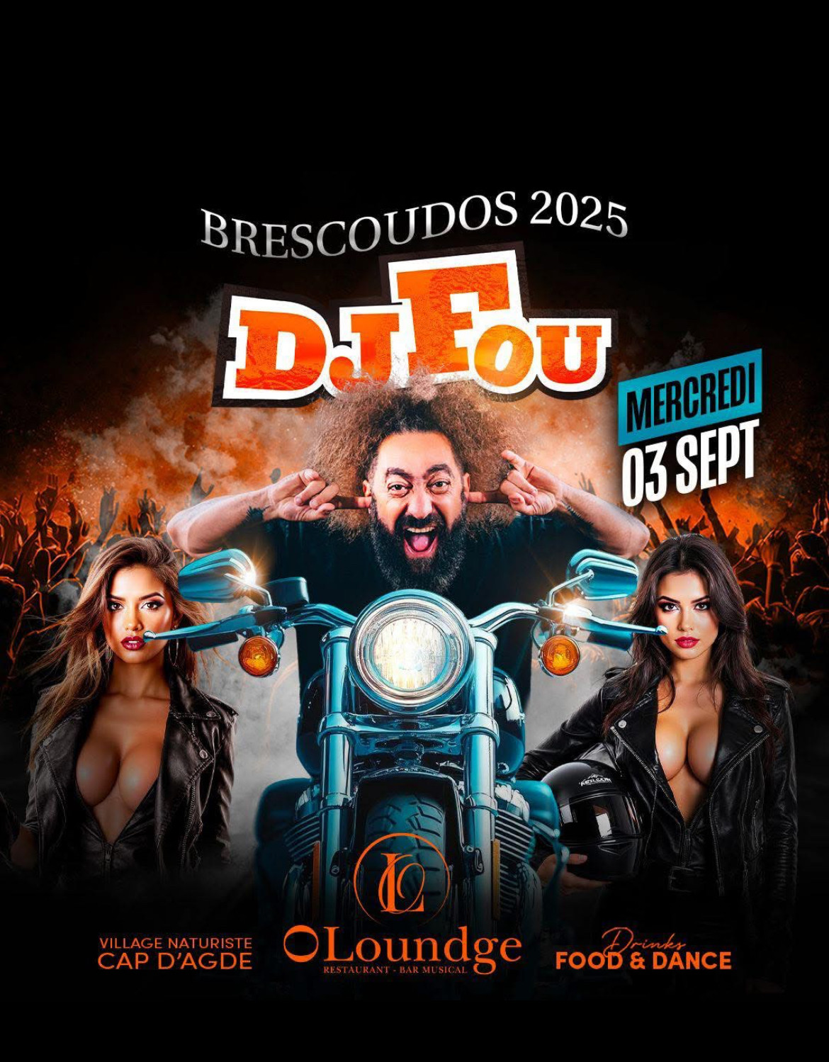 Visuel de l'événement Dj fou VS Brescoudos au Cap d'Agde