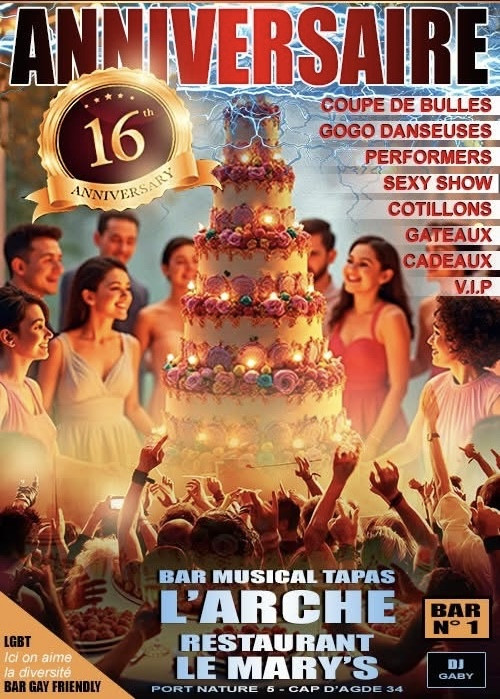 Visuel de l'événement 16 ème anniversaire au Cap d'Agde