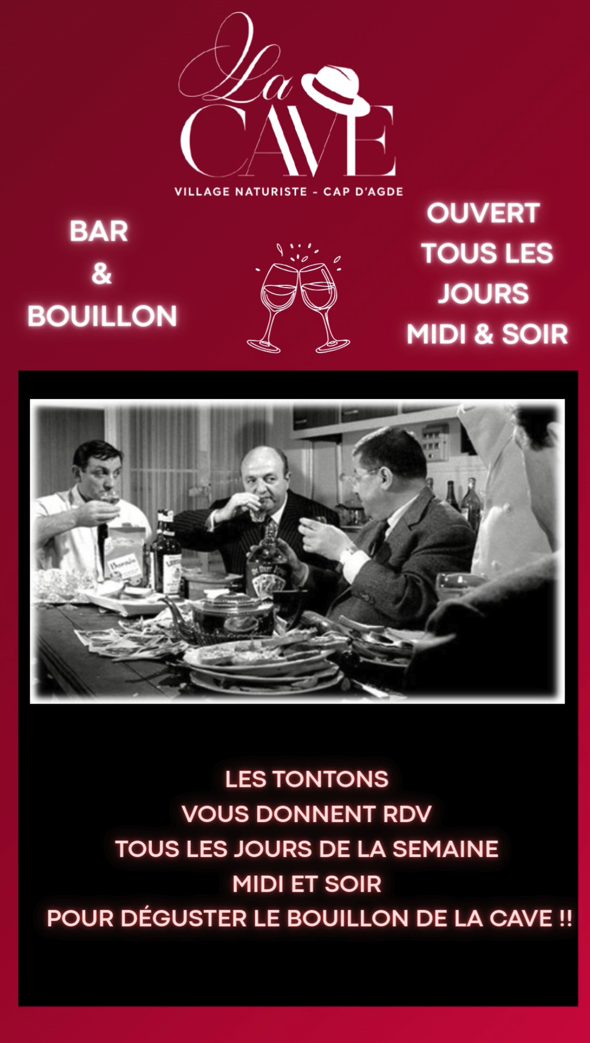 Visuel de l'événement ouvert midi & soir au Cap d'Agde