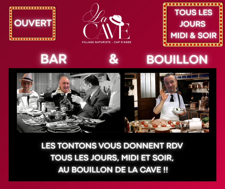 Visuel de l'événement tous les midis et soirs au Cap d'Agde