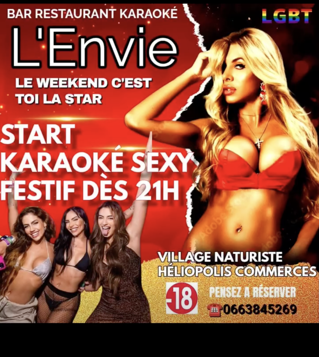 Visuel de l'événement Karaoké Sexy Festif à L’Envie au Cap d'Agde