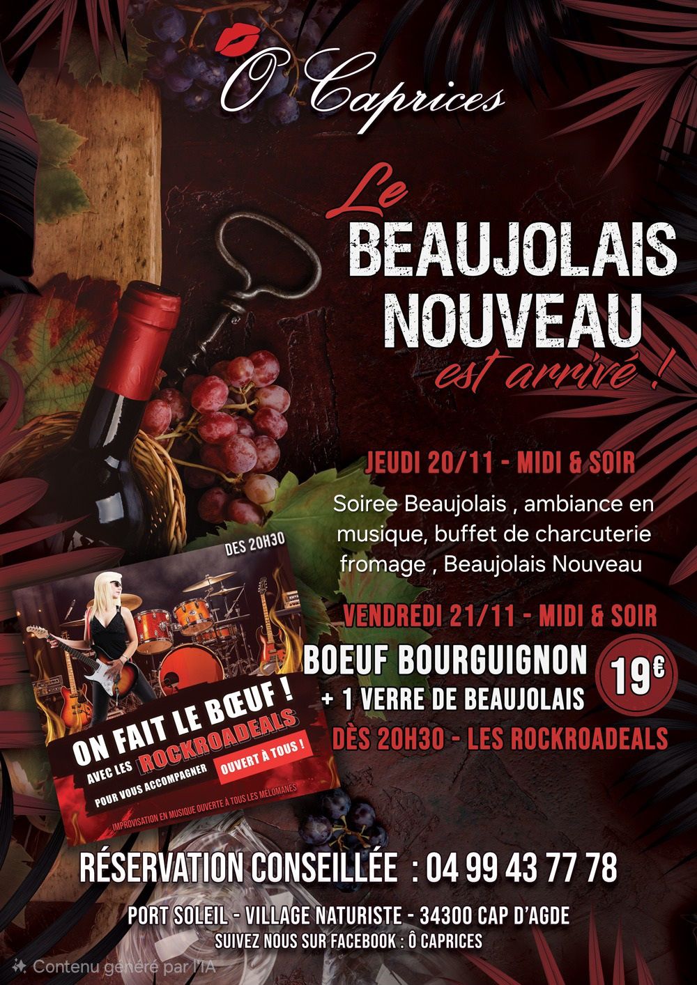 Visuel de l'événement Menu spécial Beaujolais au Cap d'Agde