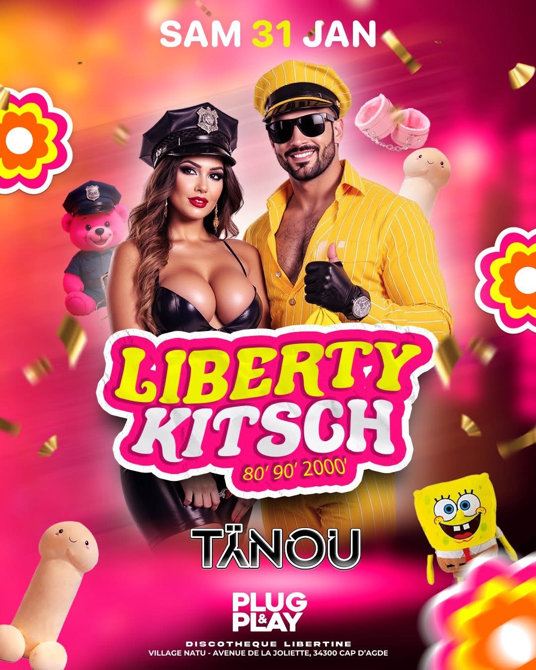 Visuel de l'événement Liberty Kitsch 80 90 2000 au Cap d'Agde