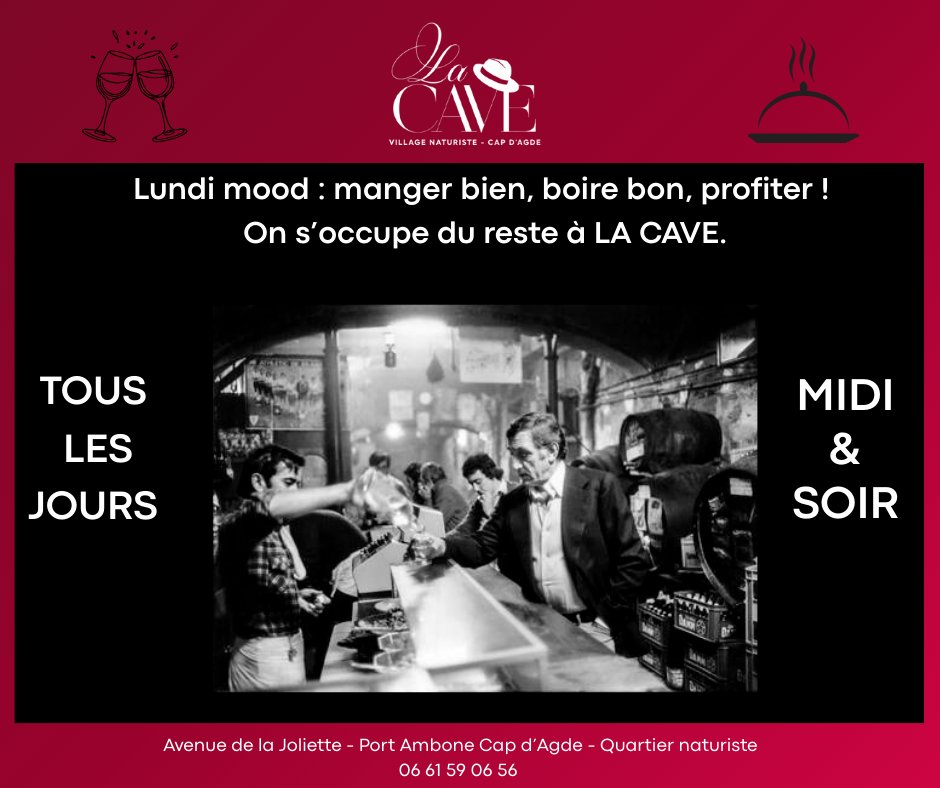 Visuel de l'événement La Cave – Ouvert 7j/7 midi & soir au Cap d'Agde