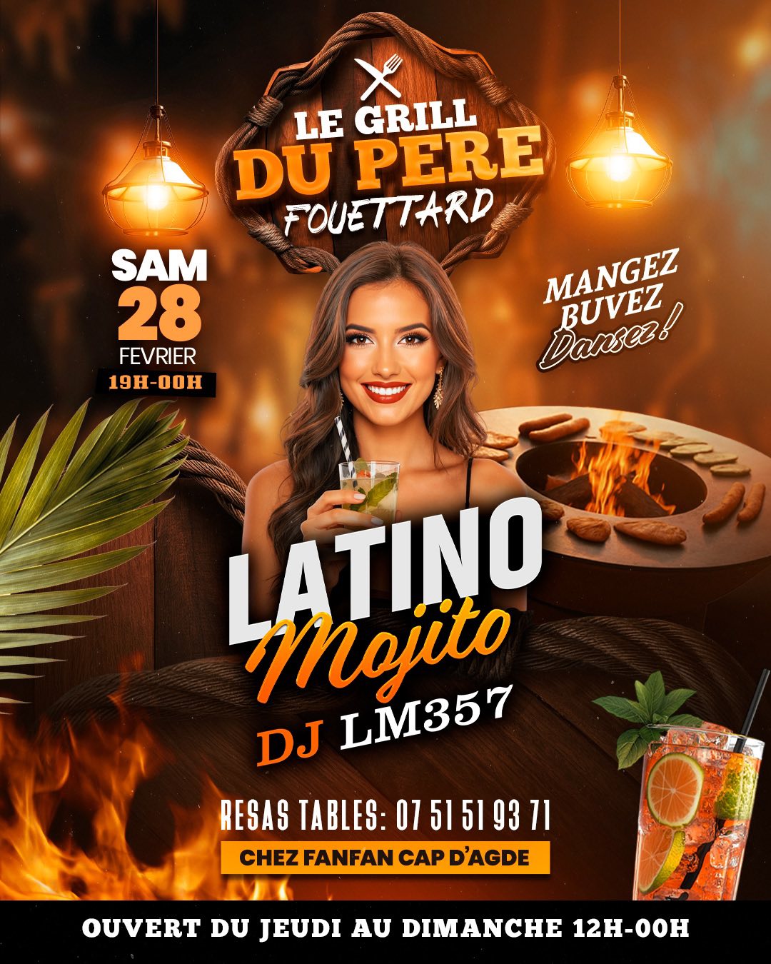 Visuel de l'événement Soirée Latino Le grill du père fouettard au Cap d'Agde