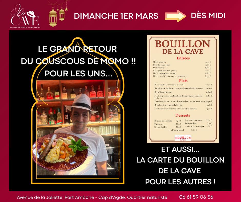 Visuel de l'événement Le Couscous de Momo au Cap d'Agde