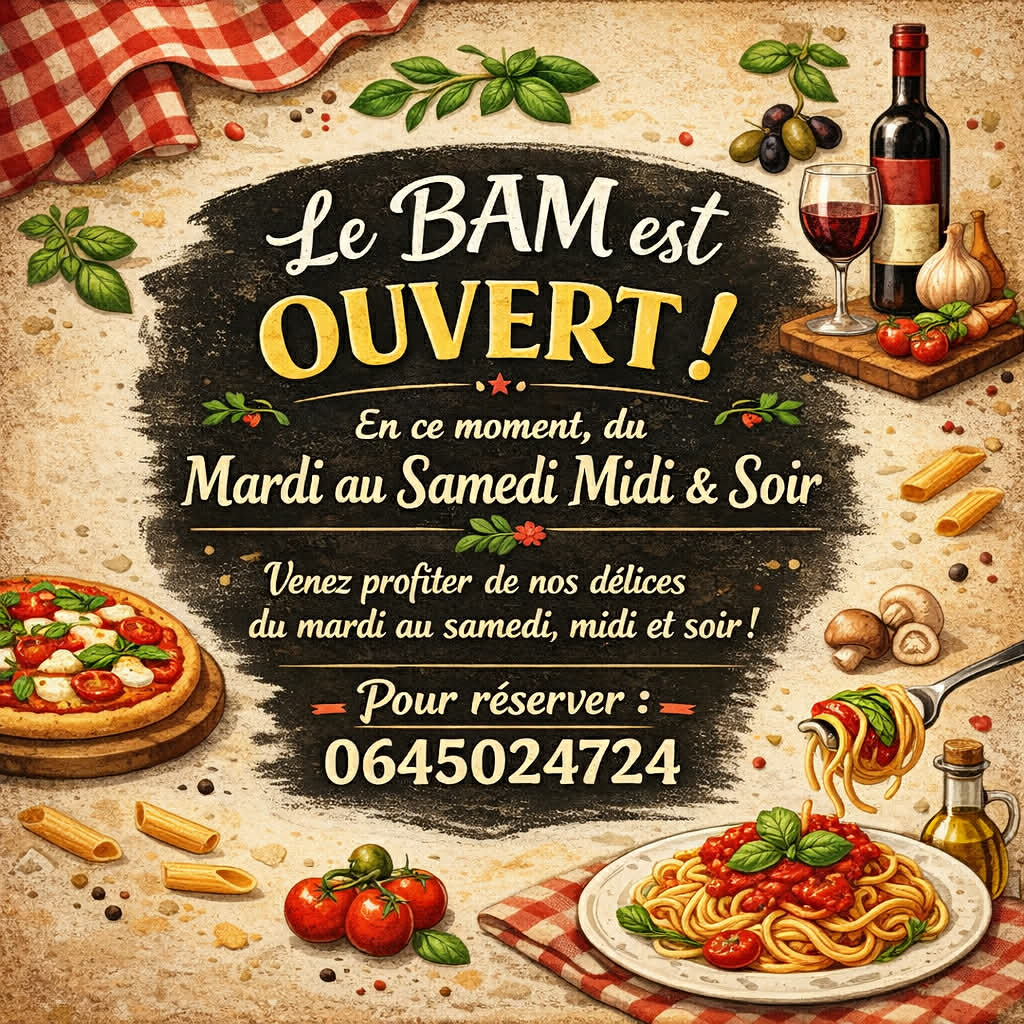 Visuel de l'événement Le Restaurant Le BAM vous accueille au Cap d'Agde