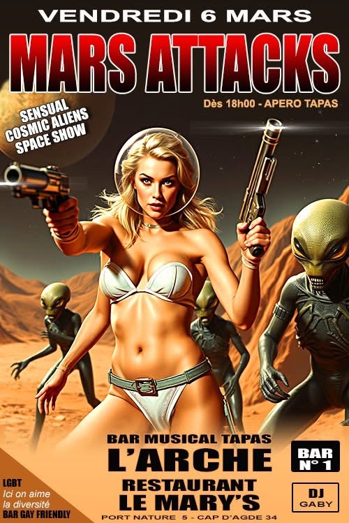 Visuel de l'événement Les Aliens débarquent à L’Arche & au Mary’s ! au Cap d'Agde