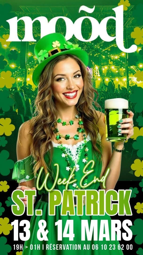 Visuel de l'événement 🍀 Saint Patrick au Mood ! 🍀 au Cap d'Agde