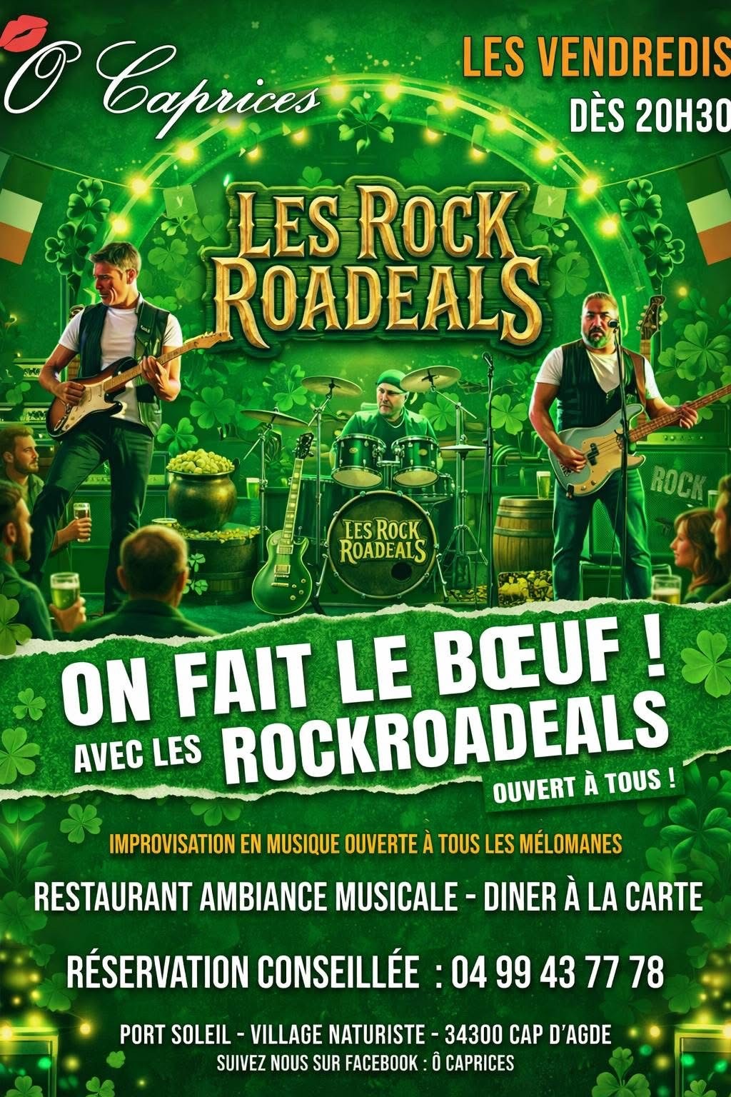 Visuel de l'événement Soirée Saint-Patrick au Restaurant O'Caprices ! 🍀 au Cap d'Agde